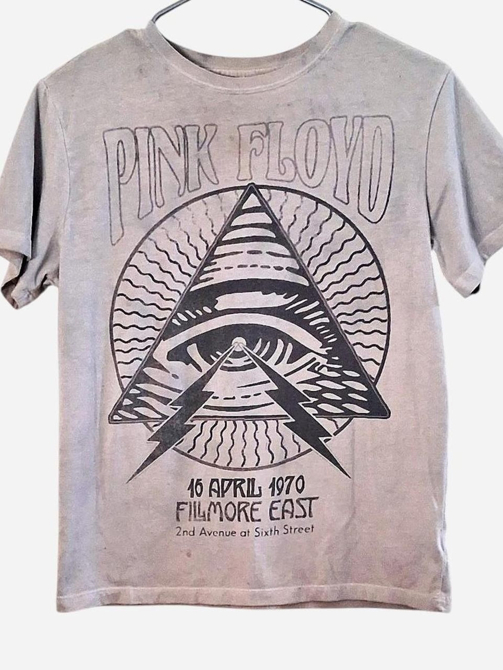 Pink Floyd Men's Short Sleeve Graphic Tee - Light Gray with Black Print